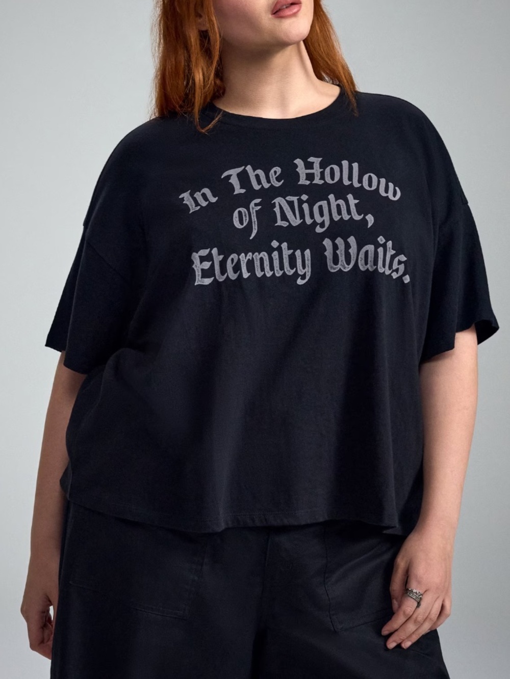 Torrid T-Shirt 0X (L) Black Nightfall Oversized "Eternity Waits" Cotton Goth Tee